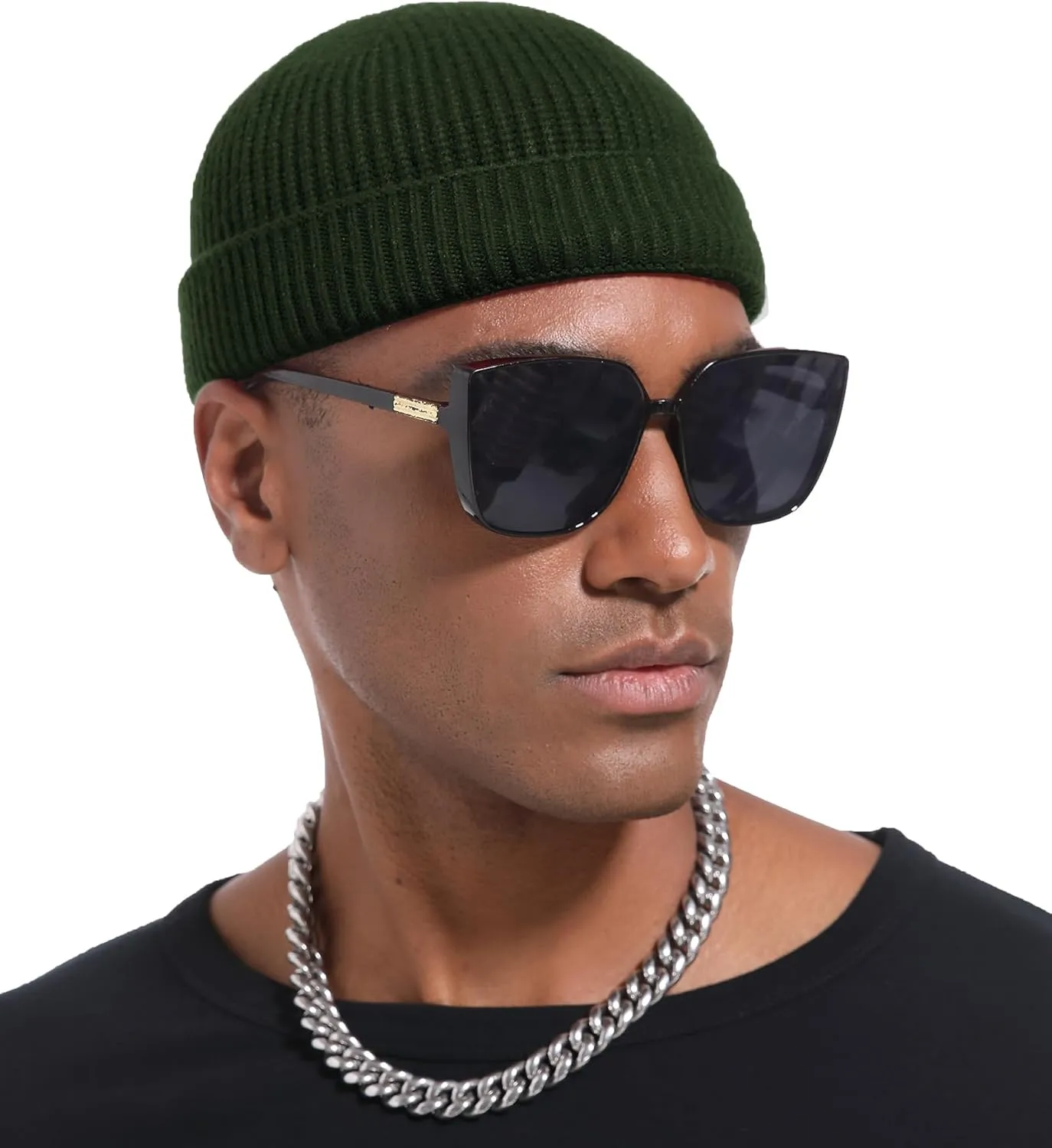 Wool Cuffed Beanie for Men Unisex Knit Watch Cap Thin Fisherman Beanies