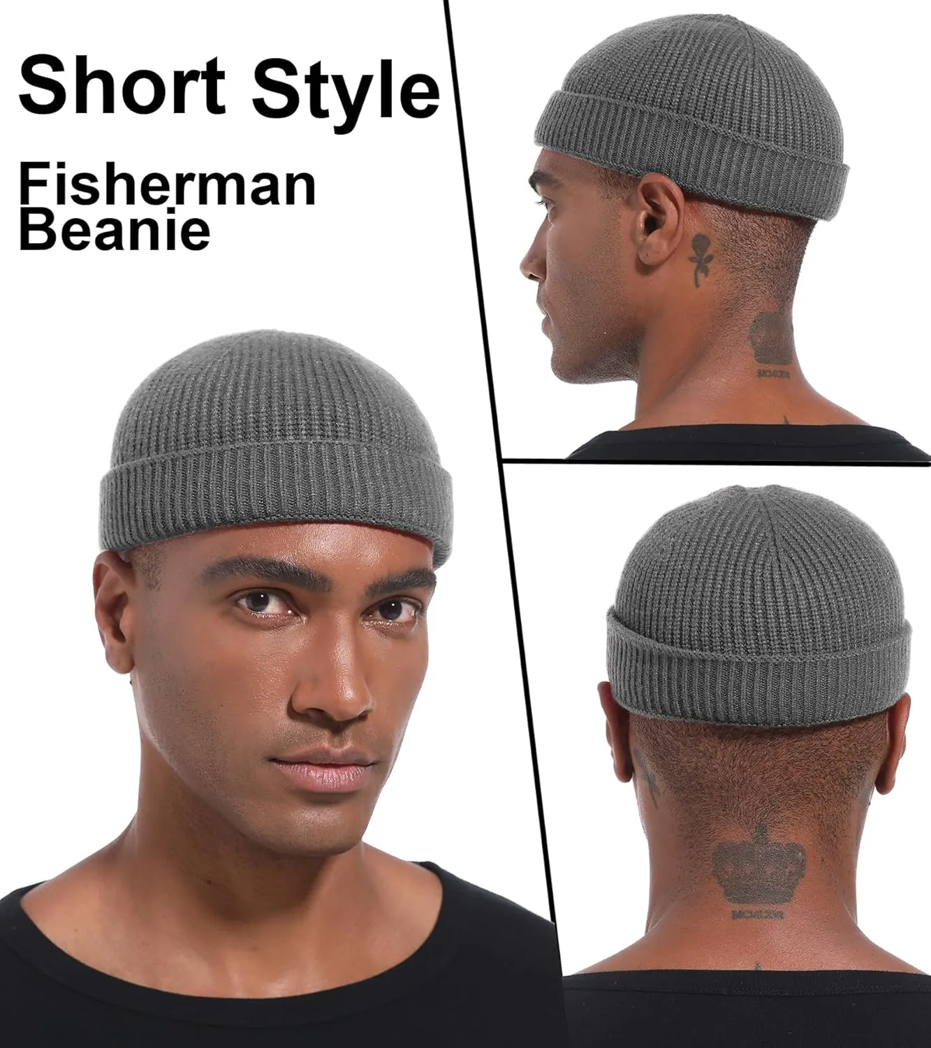 Wool Cuffed Beanie for Men Unisex Knit Watch Cap Thin Fisherman Beanies
