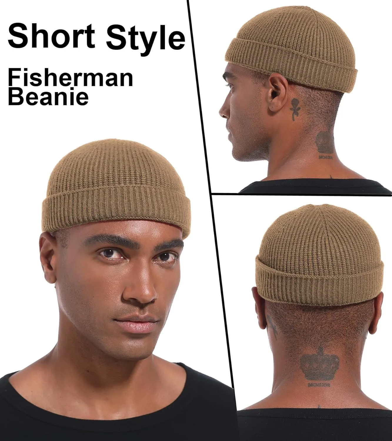 Wool Cuffed Beanie for Men Unisex Knit Watch Cap Thin Fisherman Beanies