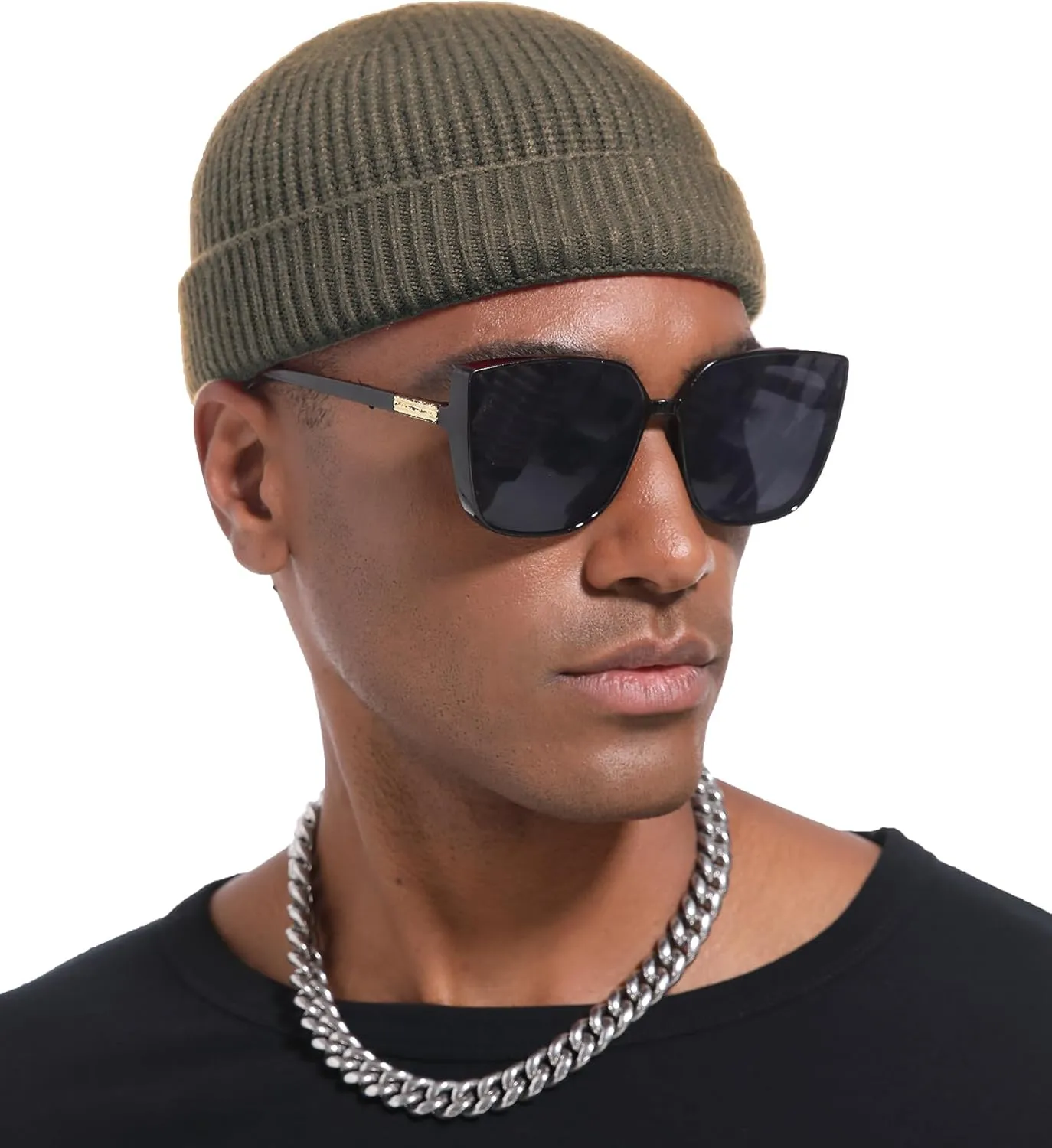 Wool Cuffed Beanie for Men Unisex Knit Watch Cap Thin Fisherman Beanies