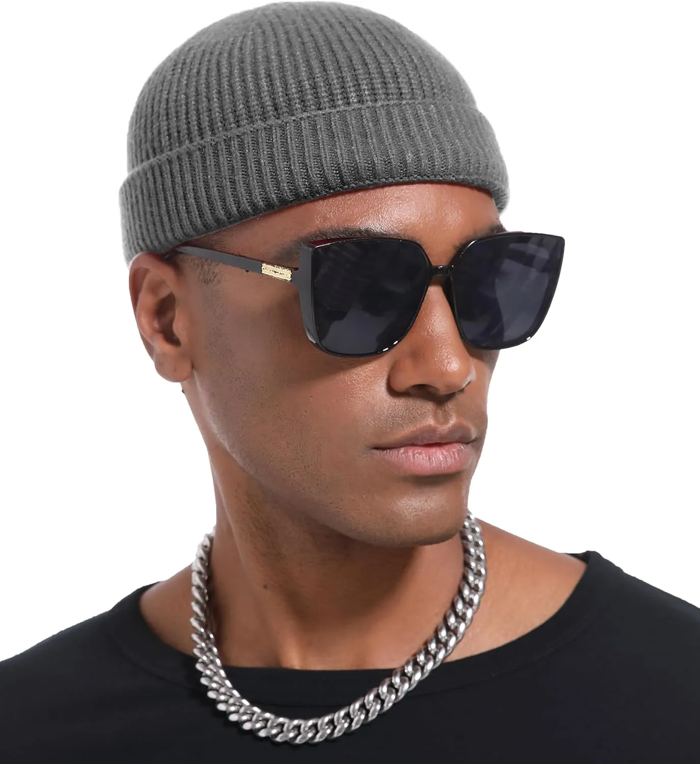 Wool Cuffed Beanie for Men Unisex Knit Watch Cap Thin Fisherman Beanies