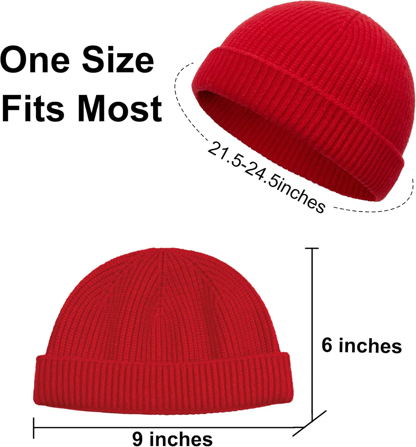 Wool Cuffed Beanie for Men Unisex Knit Watch Cap Thin Fisherman Beanies