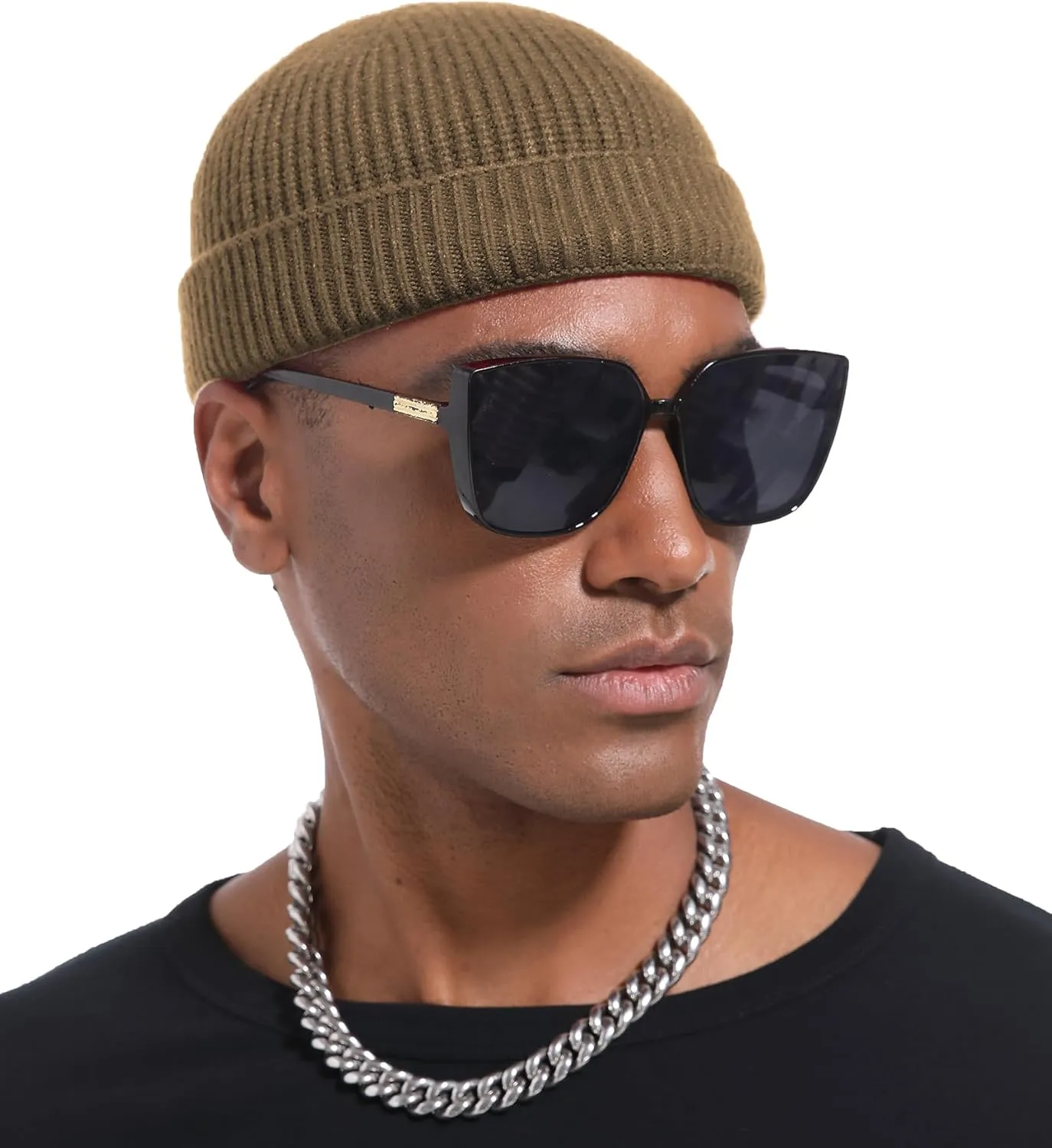 Wool Cuffed Beanie for Men Unisex Knit Watch Cap Thin Fisherman Beanies