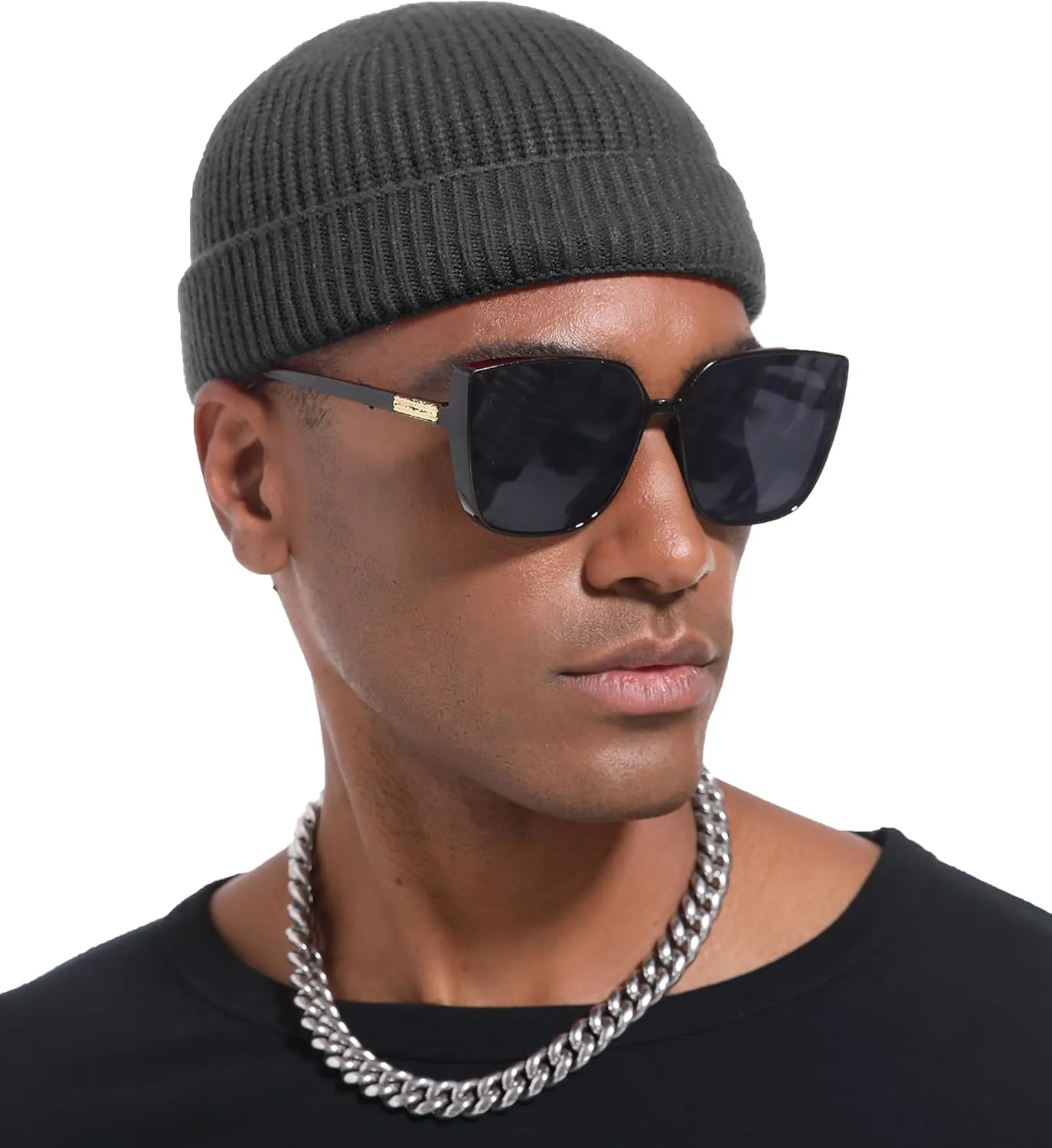 Wool Cuffed Beanie for Men Unisex Knit Watch Cap Thin Fisherman Beanies