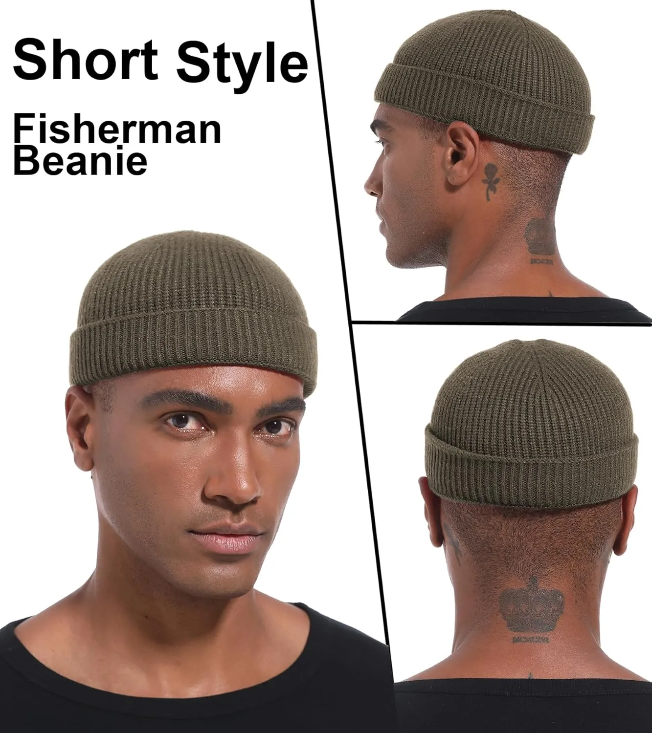 Wool Cuffed Beanie for Men Unisex Knit Watch Cap Thin Fisherman Beanies