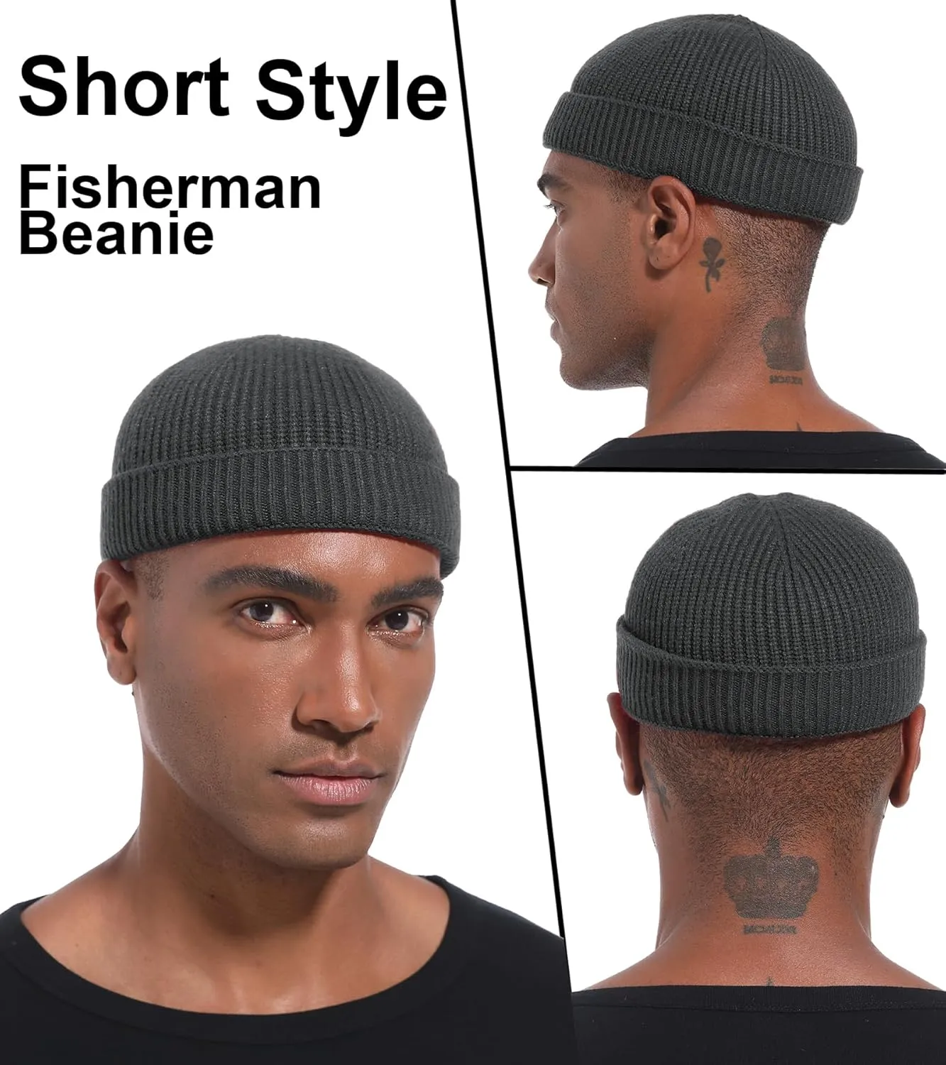 Wool Cuffed Beanie for Men Unisex Knit Watch Cap Thin Fisherman Beanies