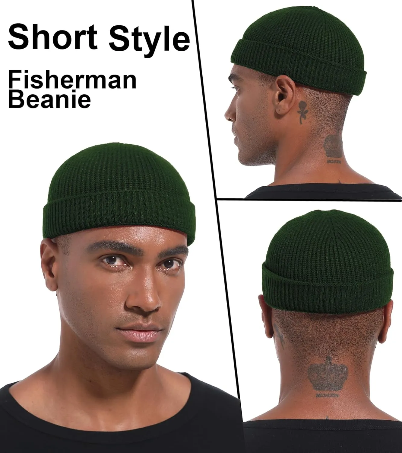 Wool Cuffed Beanie for Men Unisex Knit Watch Cap Thin Fisherman Beanies