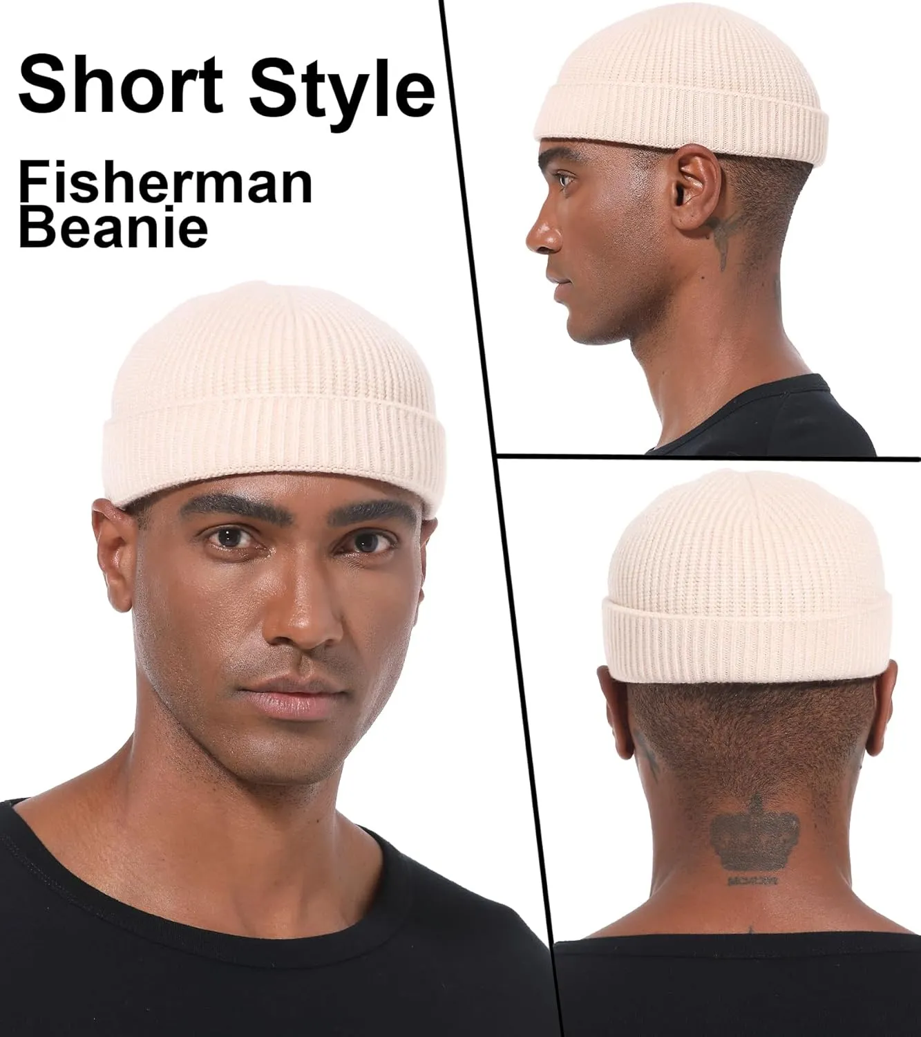 Wool Cuffed Beanie for Men Unisex Knit Watch Cap Thin Fisherman Beanies