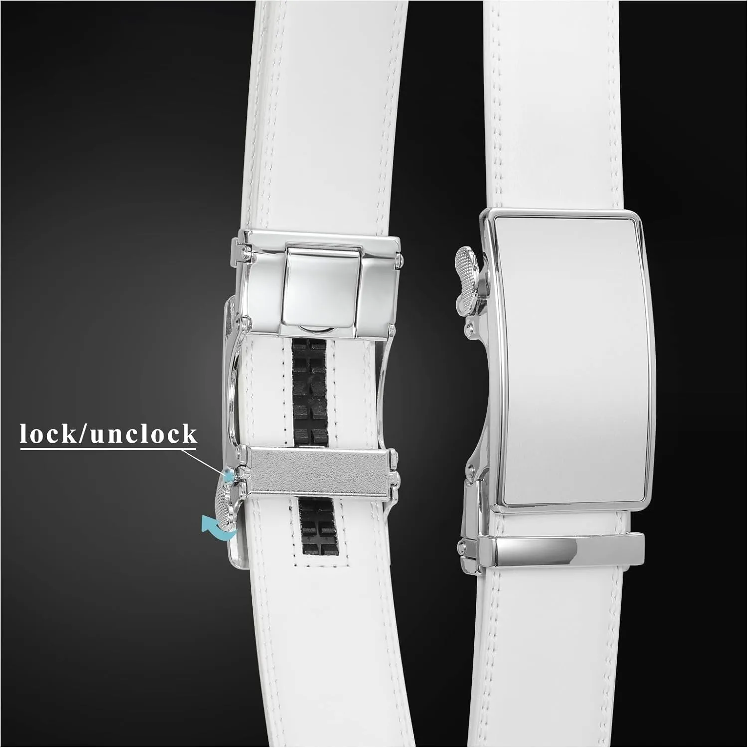 XZQTIVE Fashion Ratchet Leather Dress Belt for Men with Automatic Sliding Buckle