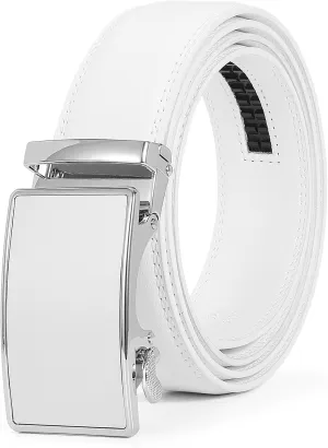 XZQTIVE Fashion Ratchet Leather Dress Belt for Men with Automatic Sliding Buckle