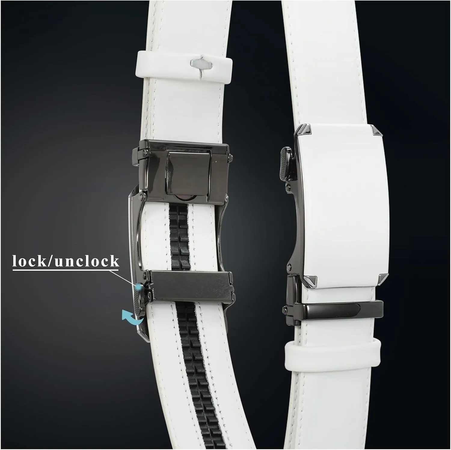 XZQTIVE Fashion Ratchet Leather Dress Belt for Men with Automatic Sliding Buckle