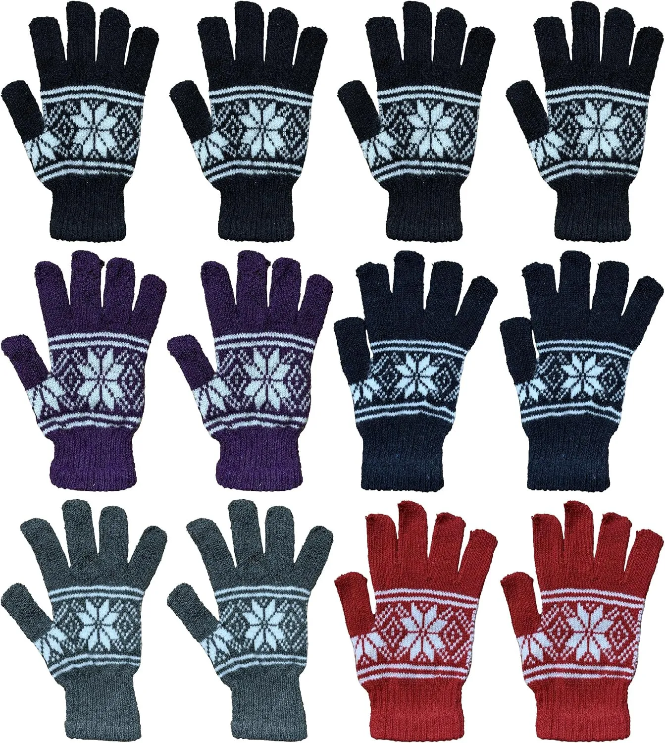 Yacht & Smith 12 Pack of Winter Beanies & Gloves For Men & Women, Warm Thermal Cold Resistant Bulk Packs