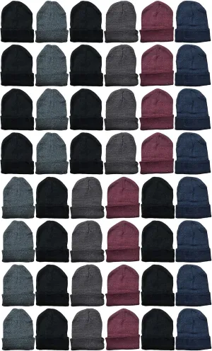 Yacht & Smith 48 Pack of Winter Beanies & Gloves For Men & Women, Warm Thermal Cold Resistant Bulk Packs