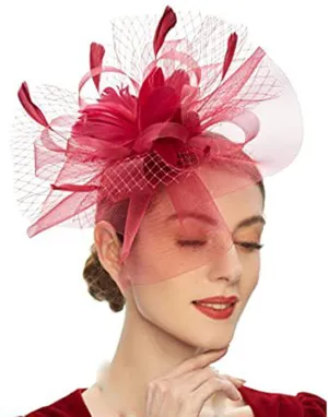 YOLAI 1920S Vintage Fascinators Hat for Women Tea Party Headband and Hair Clip Flower Weddings Halloween Cocktail Hat