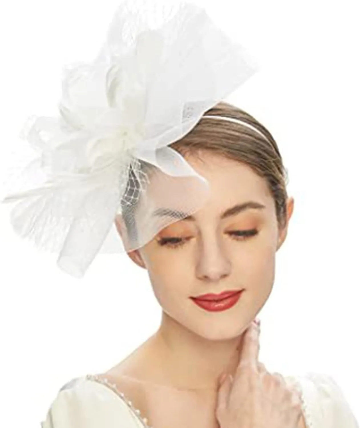 YOLAI 1920S Vintage Fascinators Hat for Women Tea Party Headband and Hair Clip Flower Weddings Halloween Cocktail Hat