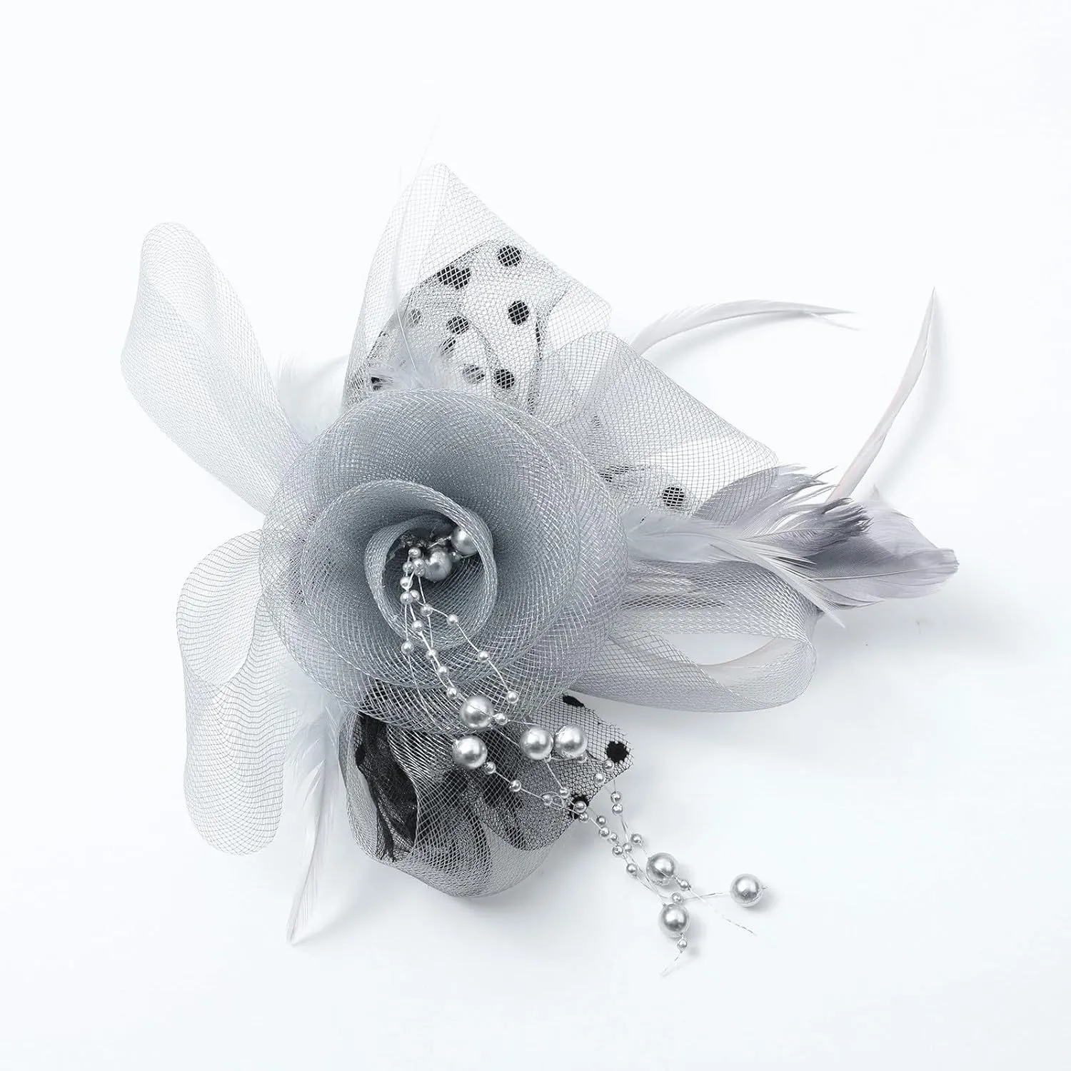 YOLAI Fascinator Hat for Women Tea Party Headband Wedding Cocktail Flower Mesh Feathers Hair Clip 20S Headpiece