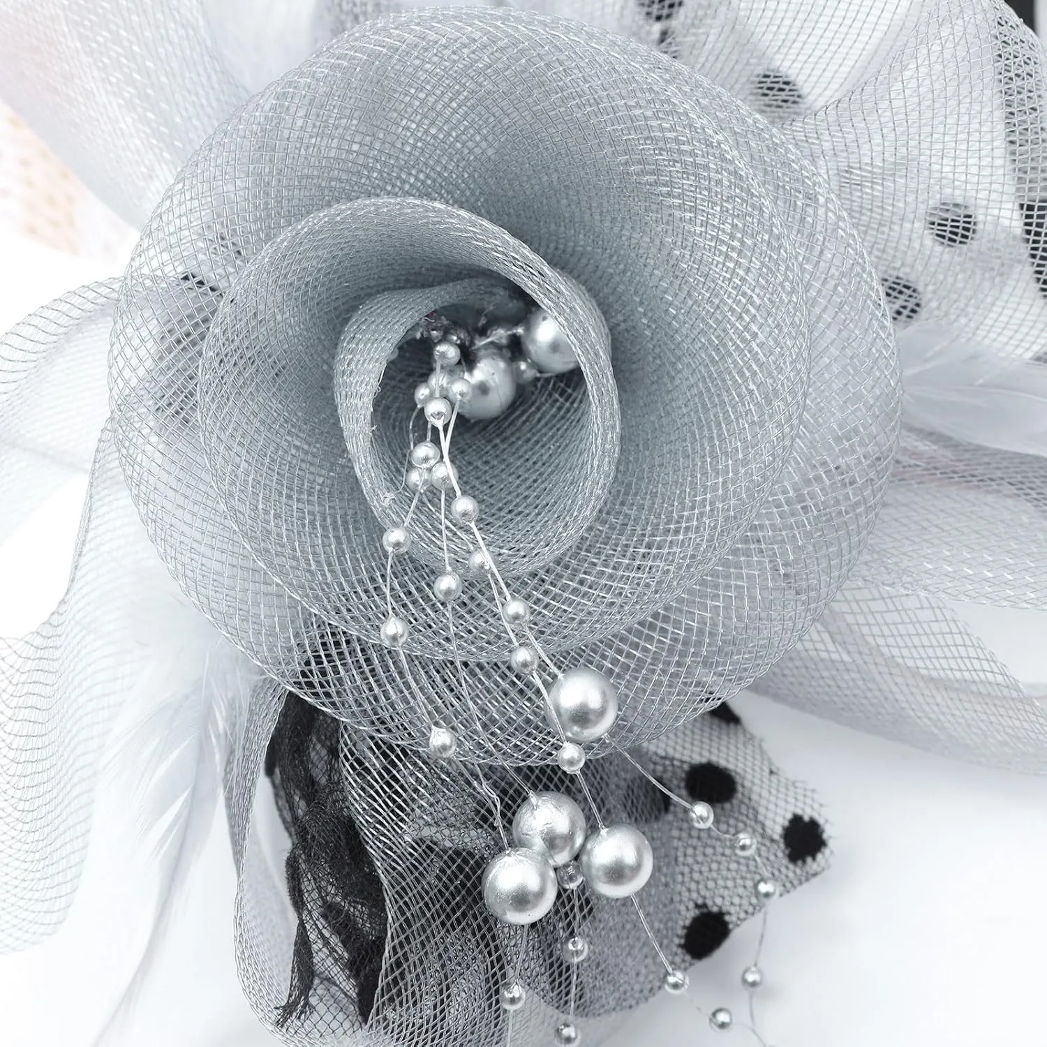 YOLAI Fascinator Hat for Women Tea Party Headband Wedding Cocktail Flower Mesh Feathers Hair Clip 20S Headpiece