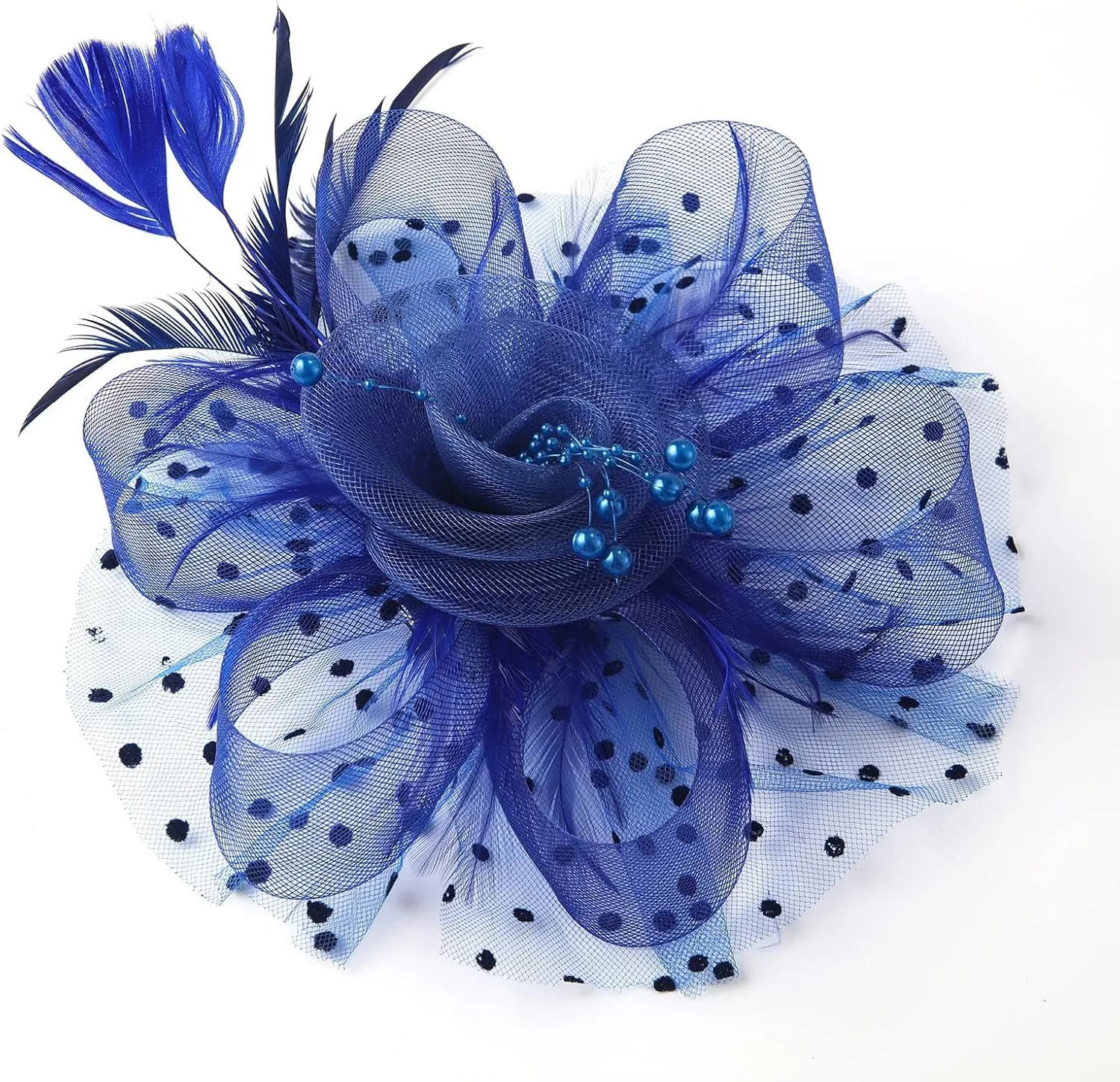 YOLAI Fascinator Hat for Women Tea Party Headband Wedding Cocktail Flower Mesh Feathers Hair Clip 20S Headpiece