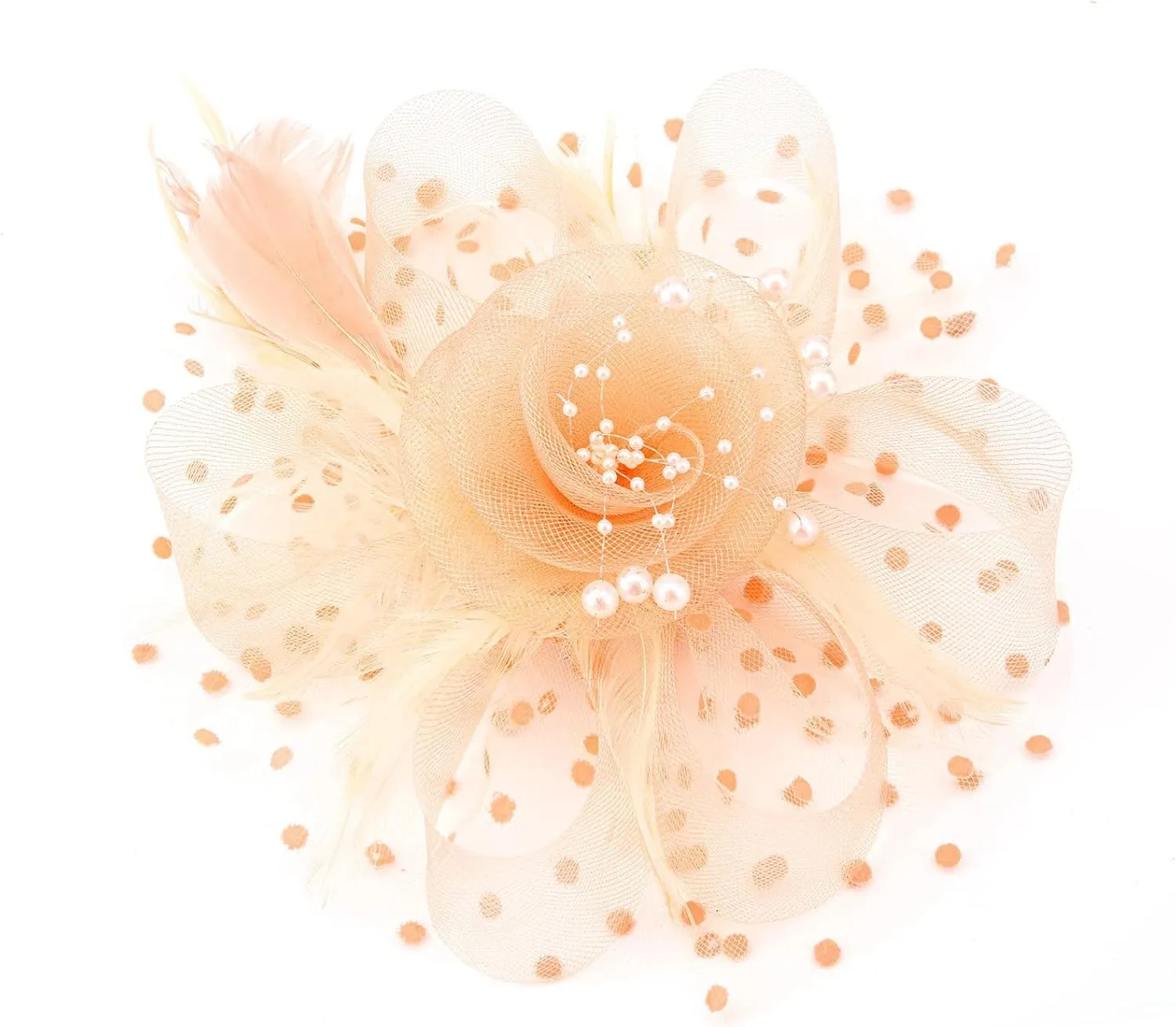 YOLAI Fascinator Hat for Women Tea Party Headband Wedding Cocktail Flower Mesh Feathers Hair Clip 20S Headpiece