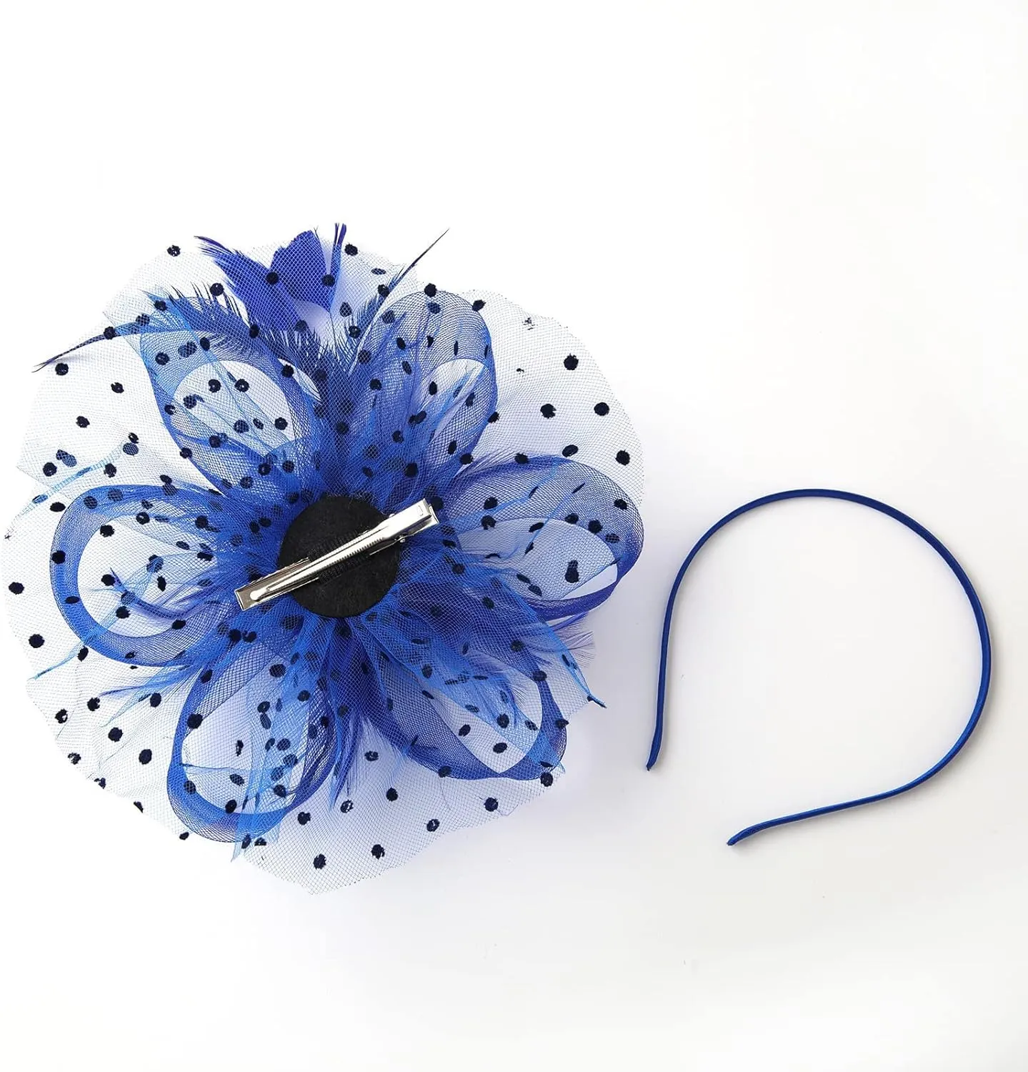 YOLAI Fascinator Hat for Women Tea Party Headband Wedding Cocktail Flower Mesh Feathers Hair Clip 20S Headpiece