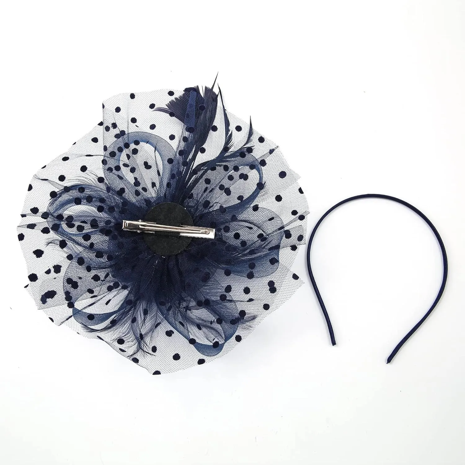 YOLAI Fascinator Hat for Women Tea Party Headband Wedding Cocktail Flower Mesh Feathers Hair Clip 20S Headpiece