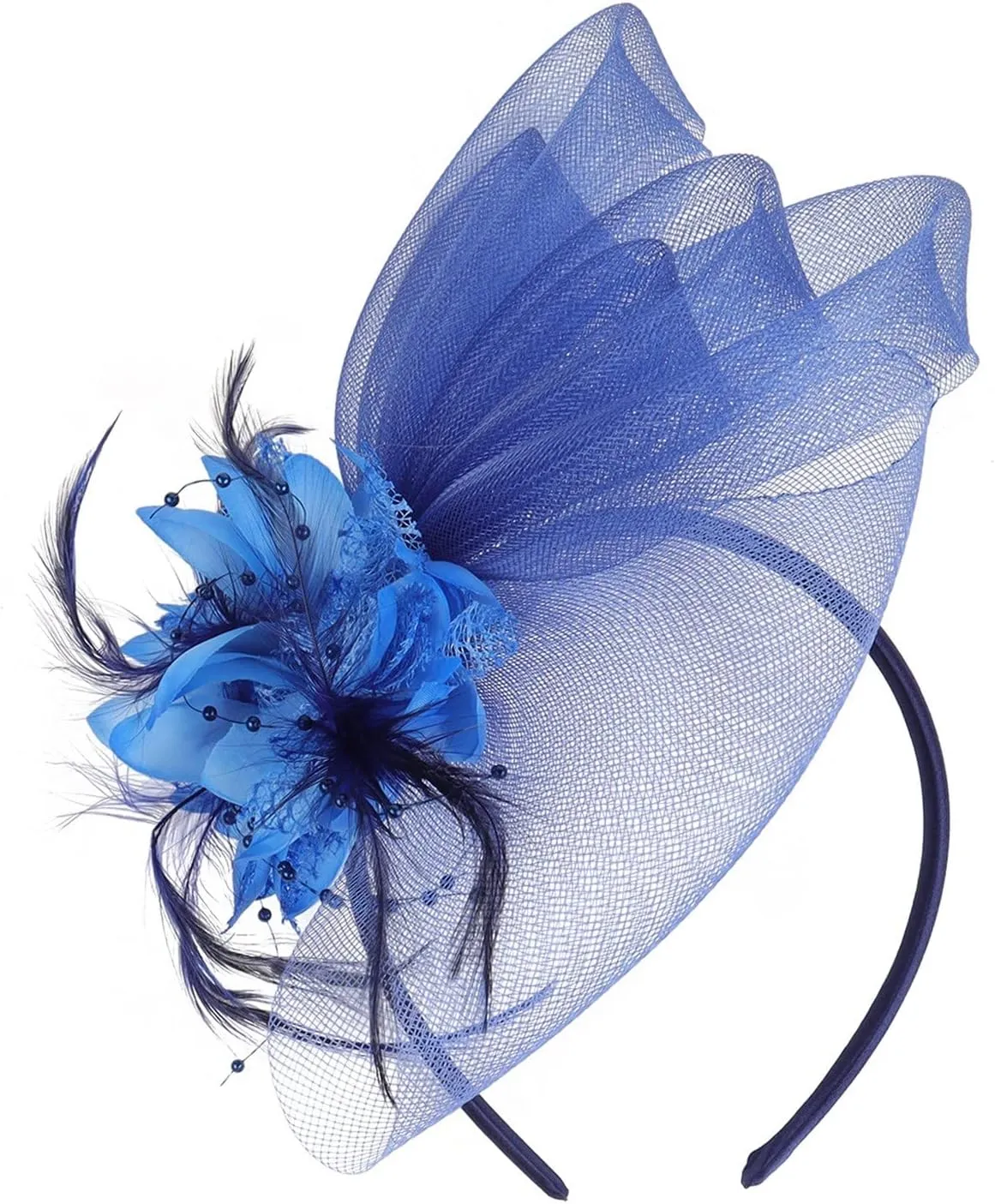 YOLAI Fascinators for Women Tea Party Headband Hats Wedding Cocktail Flower Mesh Feather Hair Clip