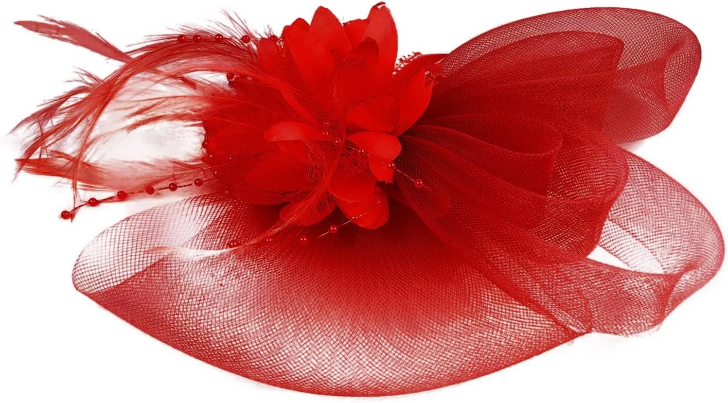 YOLAI Fascinators for Women Tea Party Headband Hats Wedding Cocktail Flower Mesh Feather Hair Clip