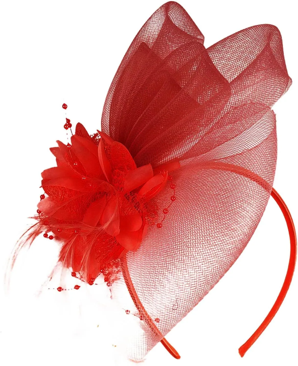 YOLAI Fascinators for Women Tea Party Headband Hats Wedding Cocktail Flower Mesh Feather Hair Clip