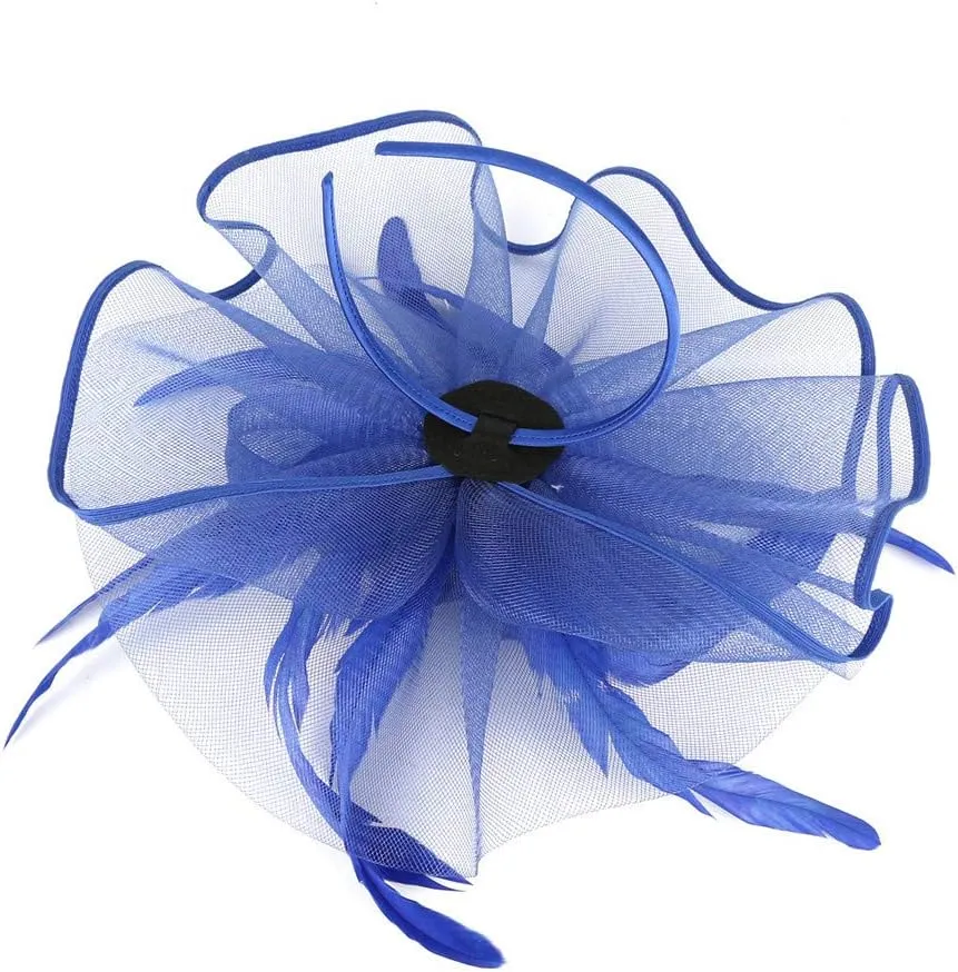 YOLAI Fascinators Hat Flower Cocktail Lace Mesh Feathers Headband Clip for Women Tea Party Wedding Vintage Derby Hats