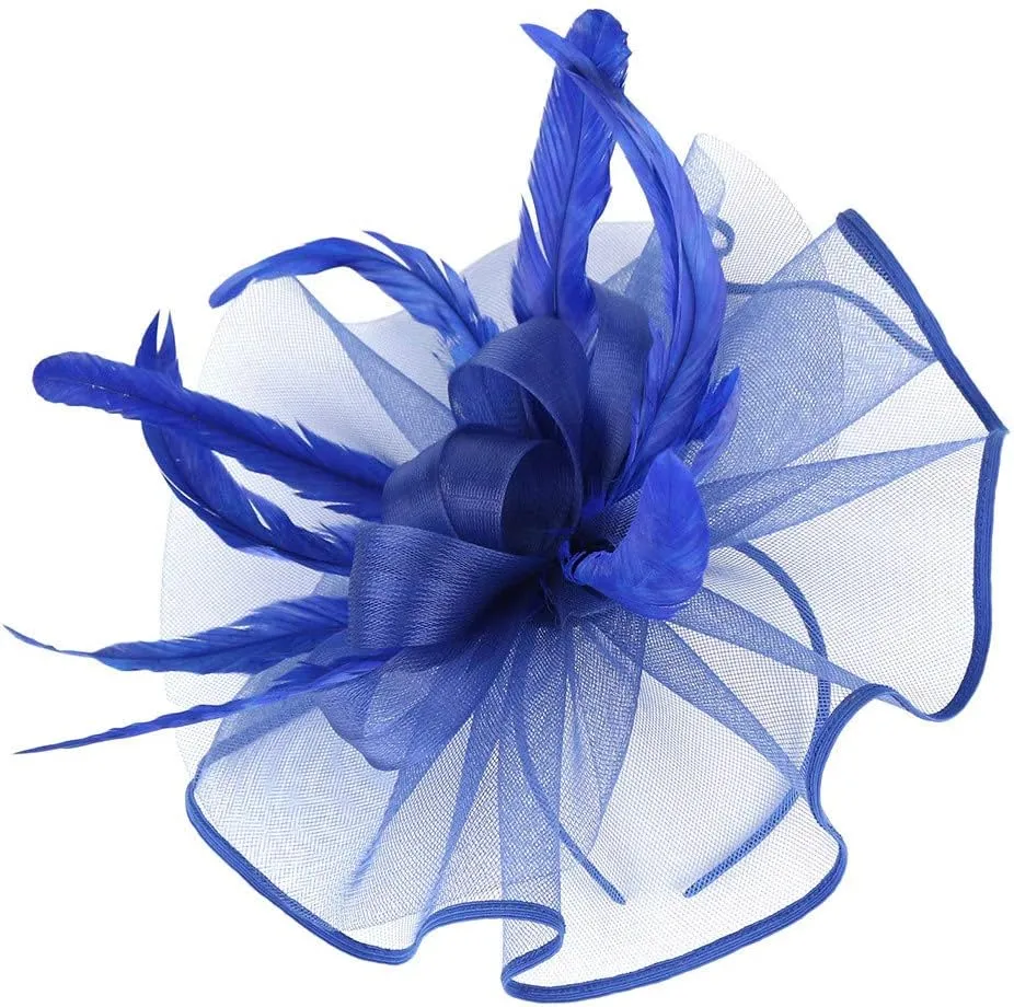 YOLAI Fascinators Hat Flower Cocktail Lace Mesh Feathers Headband Clip for Women Tea Party Wedding Vintage Derby Hats