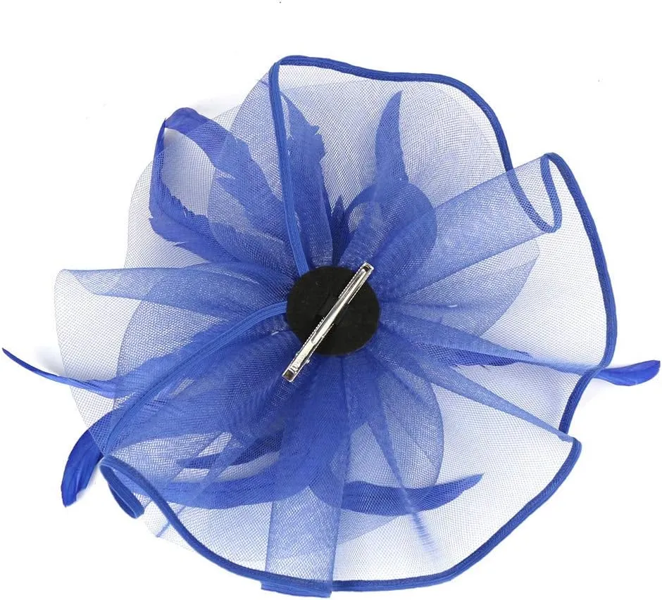 YOLAI Fascinators Hat Flower Cocktail Lace Mesh Feathers Headband Clip for Women Tea Party Wedding Vintage Derby Hats