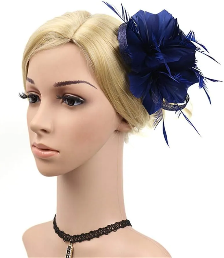 YOLAI Flower Hair Clip Vintage Fascinators Hats 50S Flower Feather Dress Hat Tea Party Cocktail Headwear
