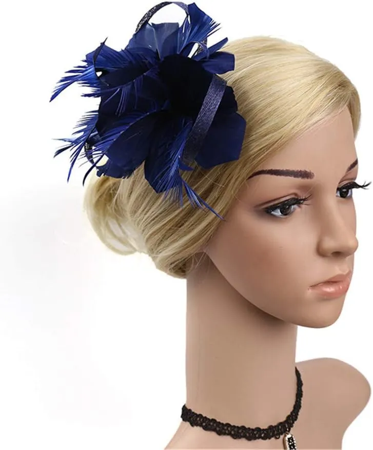 YOLAI Flower Hair Clip Vintage Fascinators Hats 50S Flower Feather Dress Hat Tea Party Cocktail Headwear