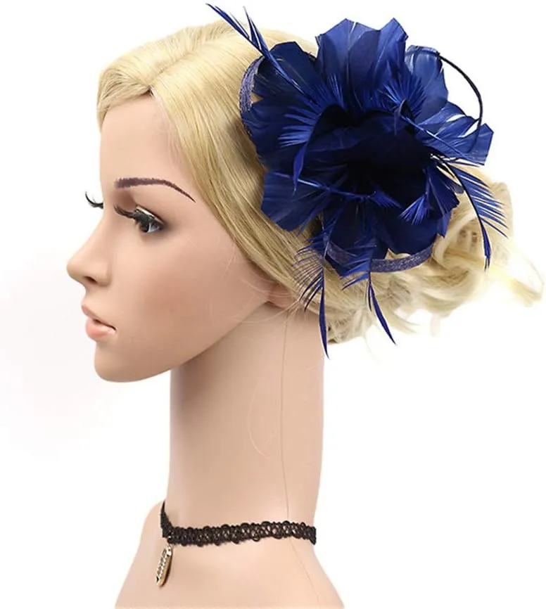 YOLAI Flower Hair Clip Vintage Fascinators Hats 50S Flower Feather Dress Hat Tea Party Cocktail Headwear