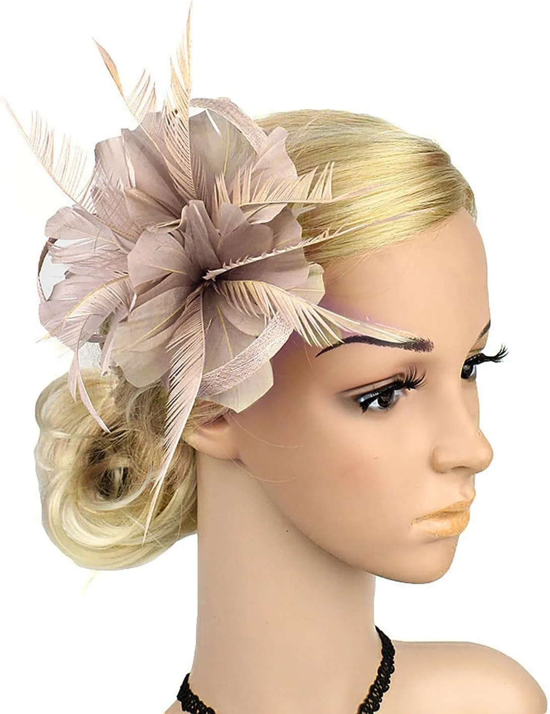 YOLAI Flower Hair Clip Vintage Fascinators Hats 50S Flower Feather Dress Hat Tea Party Cocktail Headwear