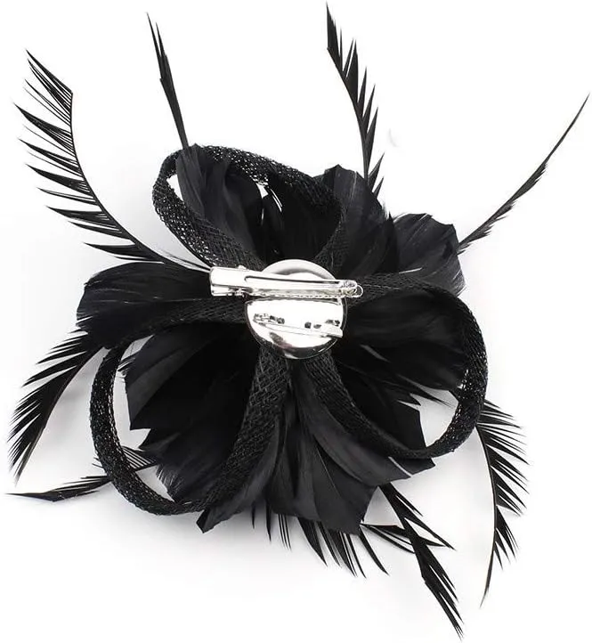 YOLAI Flower Hair Clip Vintage Fascinators Hats 50S Flower Feather Dress Hat Tea Party Cocktail Headwear
