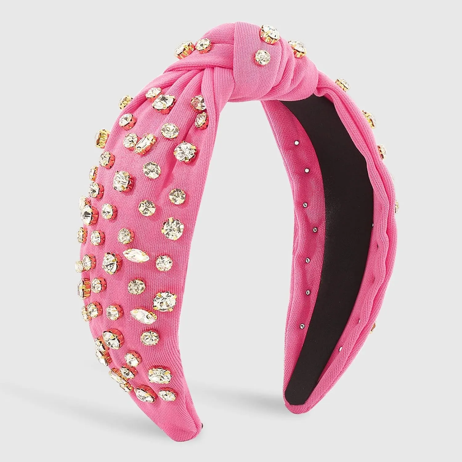 YOLAI Pearl Headbands for Women Fashion Girls' Headbands Solid Hair Hoops Head Bands for Women Wide Hair Accessories (Pink, One Size)