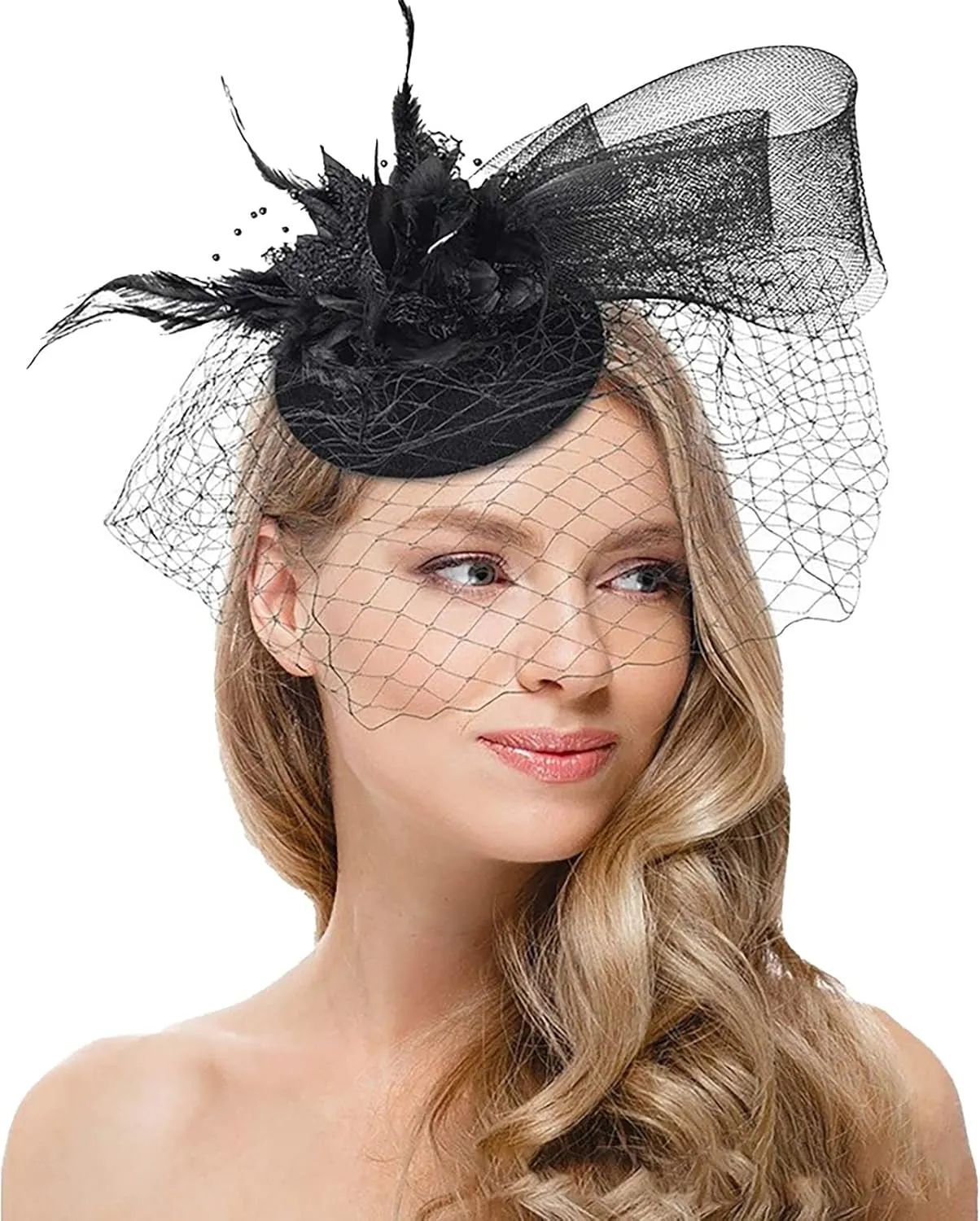 YOLAI Women Fascinators Hat Feathers Tea Party Hair Clip Headband Vintage Headpiece Flower Hat Headwear