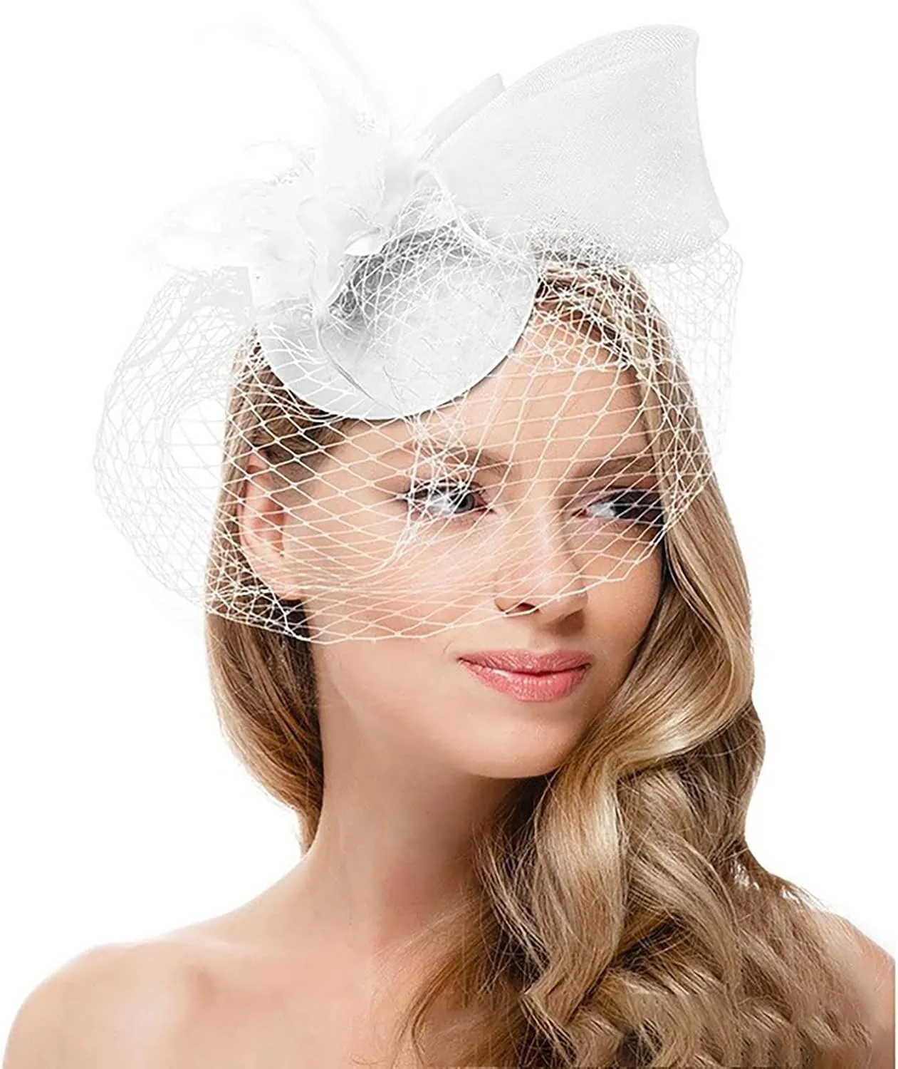 YOLAI Women Fascinators Hat Feathers Tea Party Hair Clip Headband Vintage Headpiece Flower Hat Headwear