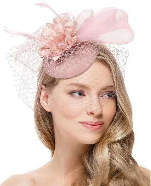 YOLAI Women Fascinators Hat Feathers Tea Party Hair Clip Headband Vintage Headpiece Flower Hat Headwear
