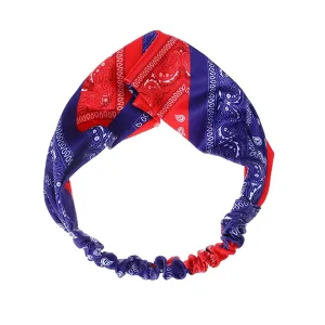 YOLAI Women Floral Hair Scarf Boho Headband Head Kerchief Elastic Headbands Print Hair Scarves Vintage Accessores (Red, One Size)