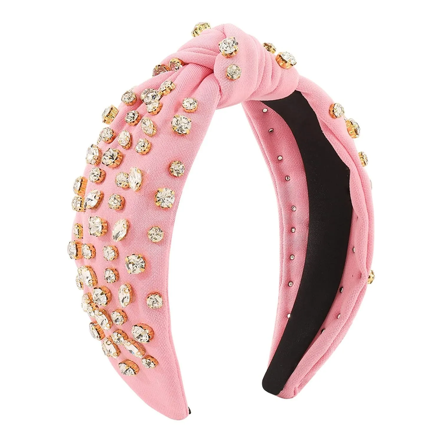 YOLAI Womens Pearl Knotted Headband Rhinestone Hairband Elegant Headbands Headpieces Party Fashion Hair Hoop (RD1, One Size)