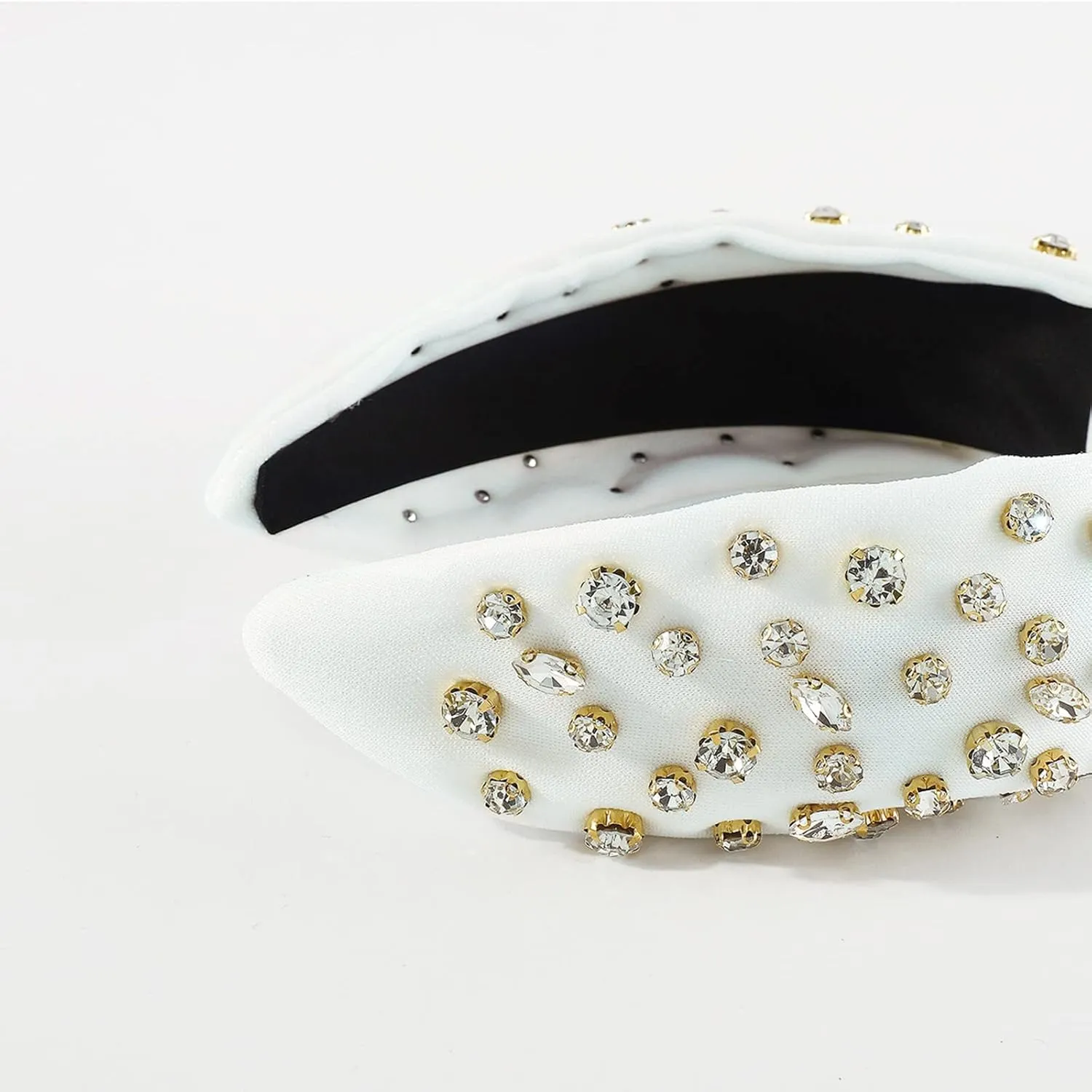 YOLAI Womens Pearl Knotted Headband Rhinestone Hairband Elegant Headbands Headpieces Party Fashion Hair Hoop (White, One Size)