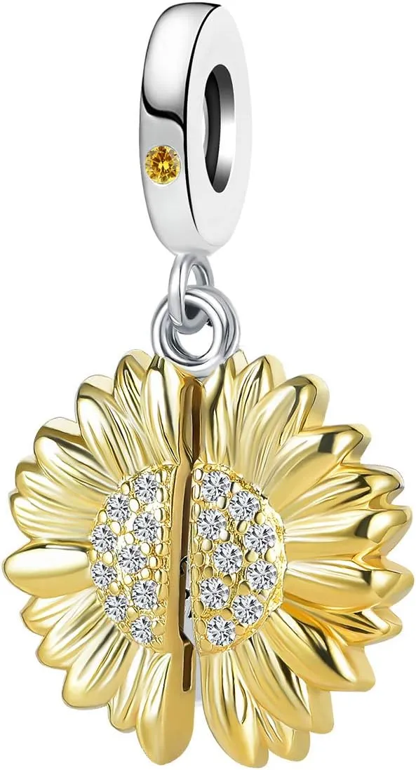 You are My Sunshine Sunflower Bead Charms for Pandora Charm Bracelets Women