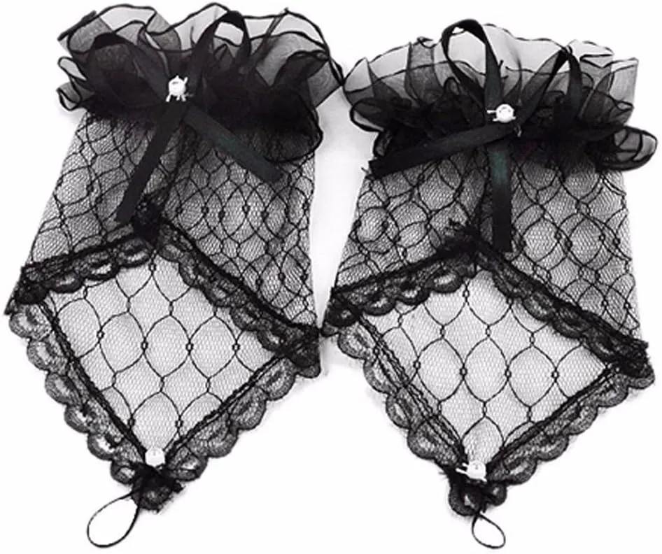Ztl Cat Ears Headband Bell Choker Lace Fingerless Gloves Set for Cosplay Costume